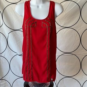 Racer back red beaded detail top